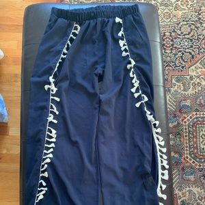 Light-weight Navy Blue High-waisted Pants